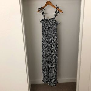 Navy and white floral jumpsuit